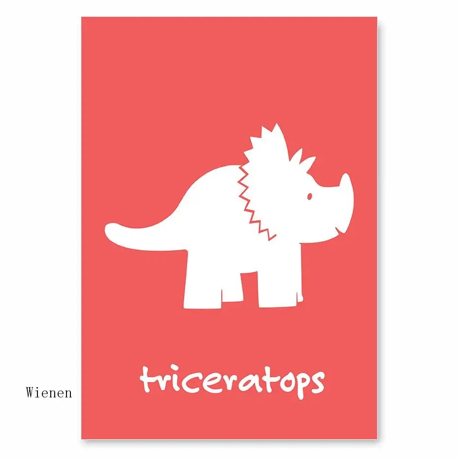 

Nordic Minimalism Cartoon Animal Photo Red Green Gray Background Dinosaur Canvas Painting Poster Wall Art Living Room Decor