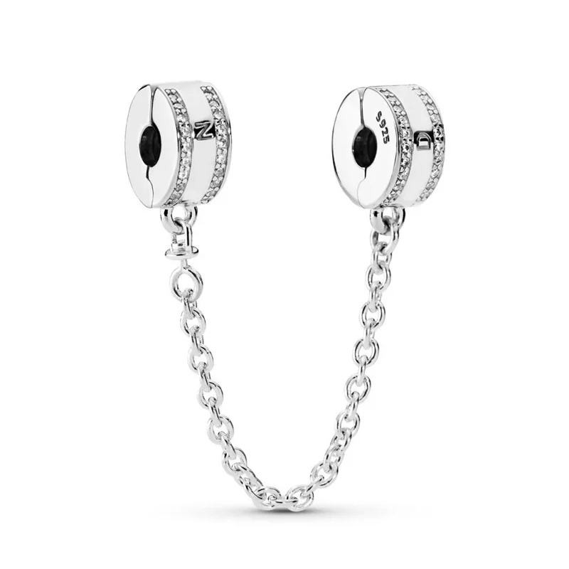 

Fashion Original Pan S925 Sterling Silver Safety Chain Charm Beads For Women Bracelet Bangles DIY Jewelry Holiday Gift