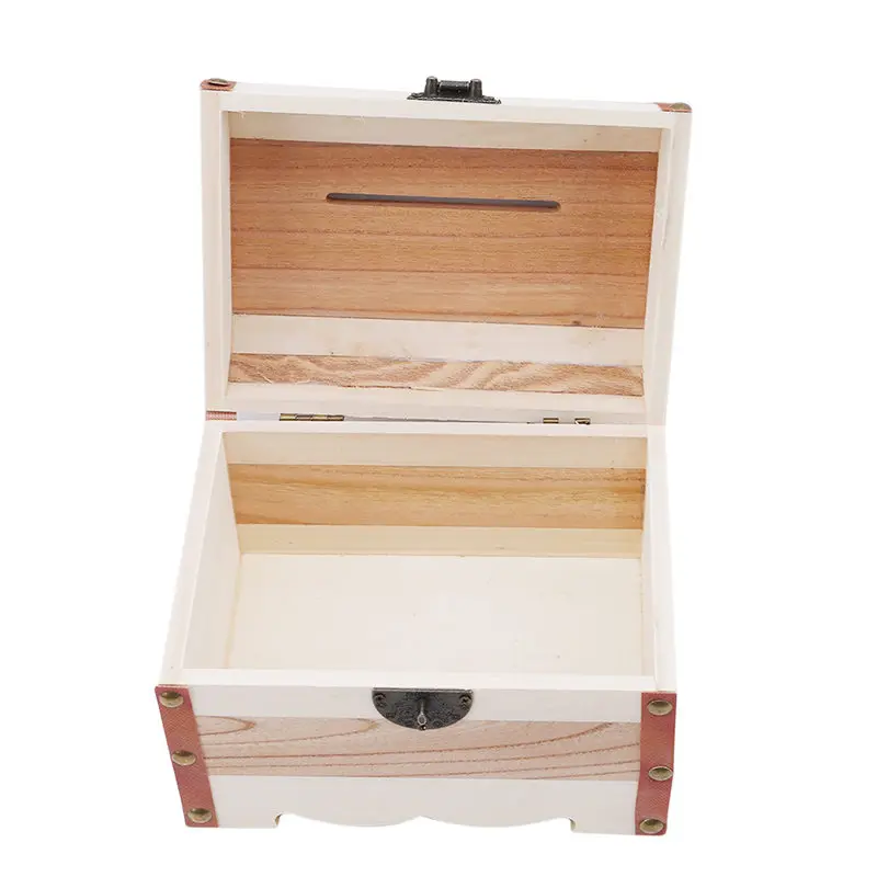 Creative New Design Wooden Piggy Bank Safe Money Box Savings With Lock Wood Carving Handmade Saving Boxes | Дом и сад