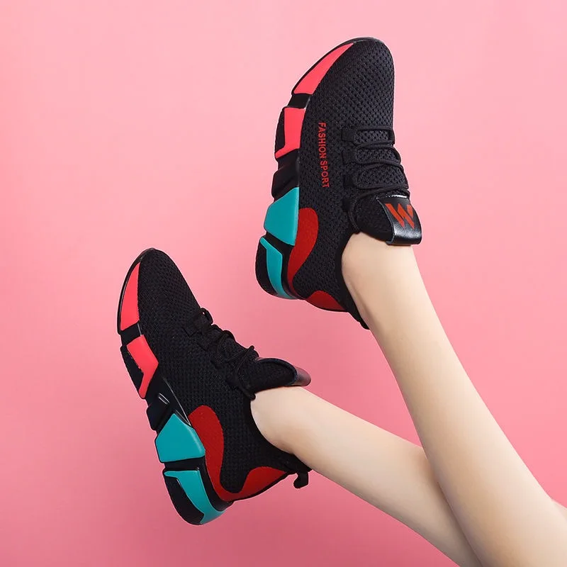 

Women Breathable Vulcanized Shoes Women's Causal Shoes Female Rubber Sneakers Trend Fly Weave Mesh Fabric Shoes Tenis Feminino