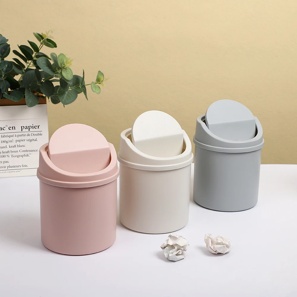 JIANWU Mini Simplicity Desktop Dustbin for Desktop Cleaning High Capacity Plastic Garbage Manager for Office Supplies Kawaii