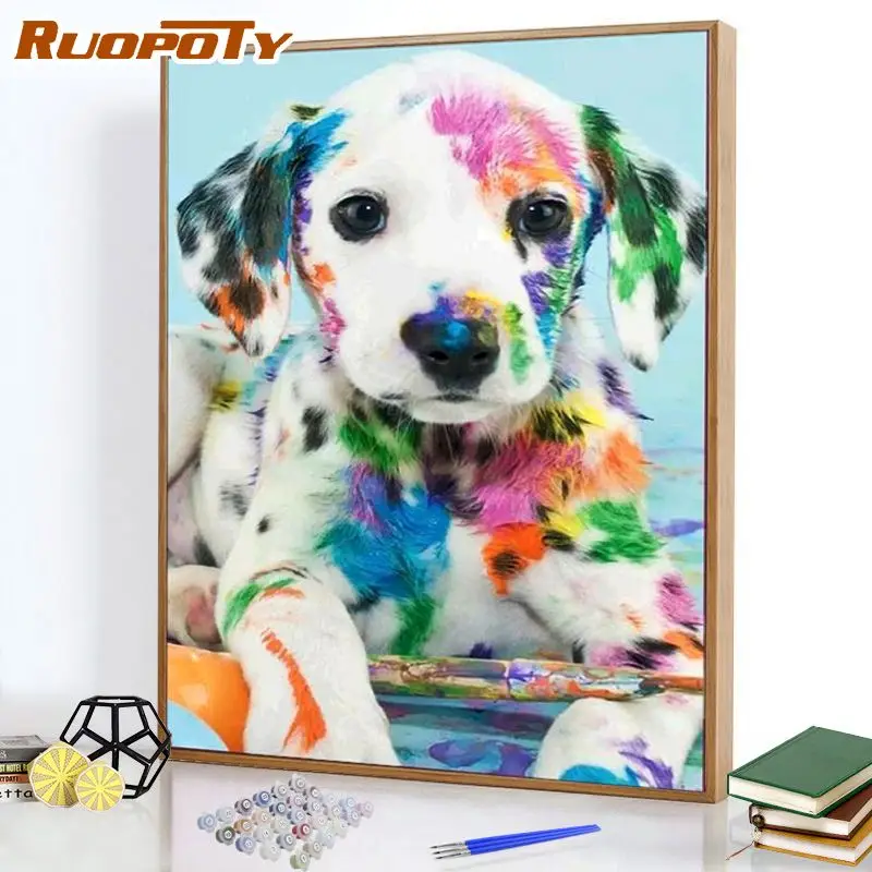 

RUOPOTY Frameless 60x75cm Picture By Number Colorful Animals minimalism Living room Decor Gift Wall Art Oil Painting Flowers