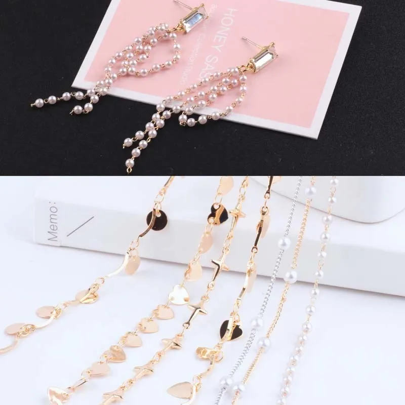 1 метр подлинное золотое покрытие жемчуг Любовь круг цепь ручной работы ожерелье