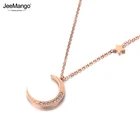JeeMango модные ювелирные изделия звезда и луна кулон Стразы инкрустированные розовое золото кулон ожерелье для женщин Рождественский подарок JN18239