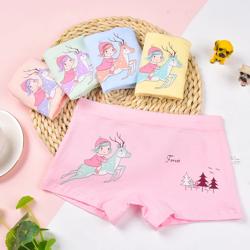 

5 шт./лот; Хлопчатобумажные боксеры, трусы, нижнее белье, для детей, с изображением "Олень" нижнее белье для маленьких детей для девочек возрас...