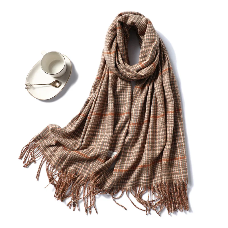 Роскошный брендовый кашемировый шарф женские модные клетчатые шали и накидки