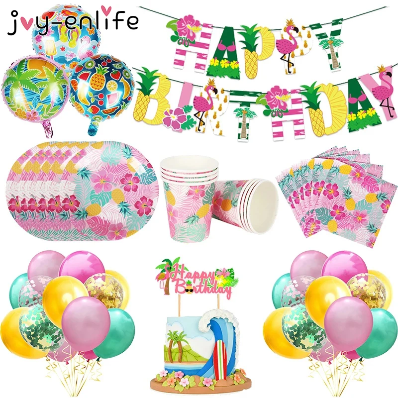 Гавайи участник Luau Розовый фламинго бумажная салфетка под тарелку кружку для