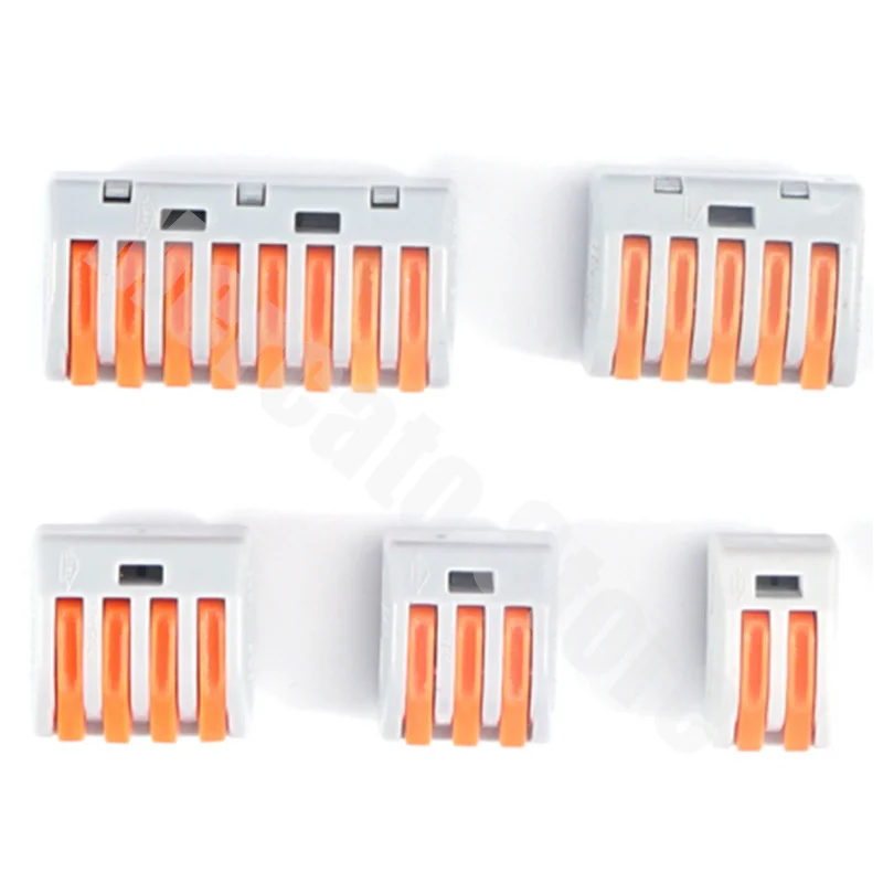 

10/50/100pcs Universal Fast Connector 212/213/214/215/218 Port Push in Terminal Block Cable Conductor Wire Splice Connectors