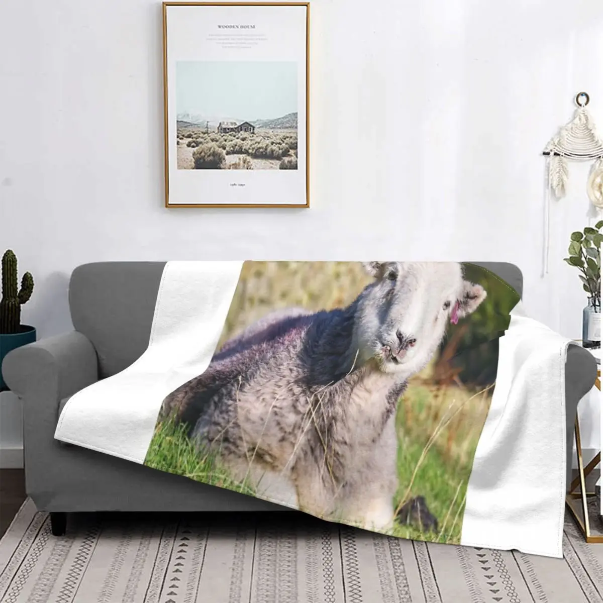 

Manta Happy Herdwick Sheep Lake District, colcha para cama a cuadros, manta doble, manta ponderada