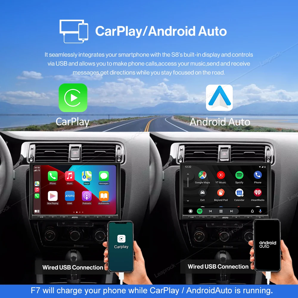 Leaprock A-F7G1A8PE Linux System 8inch 1DIN Car Radio Video Multimedia Player With Live Rear View and Bluetooth Phone Mirroring |