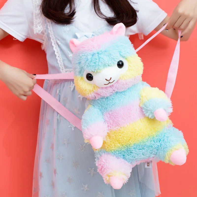 40 см Плюшевый Рюкзак Kawaii альпака радуга мягкая кукла плюшевая Наплечная Сумка
