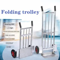Folding trolley tool cart carrying  cart two wheel pulling cart small trailer flat car