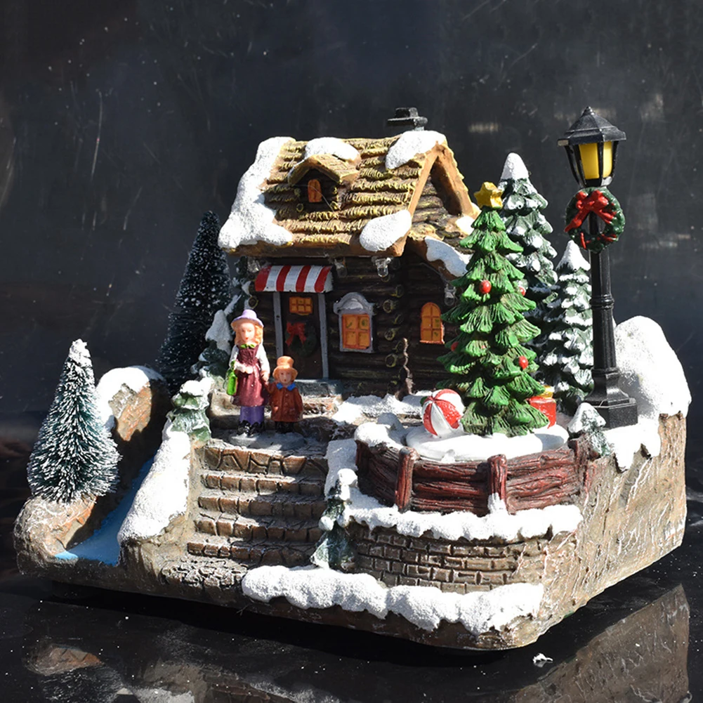 

LED Christmas luminous Music Box European Snow House Light Rotating Music Box Classical Artware Kids Birthday Gift