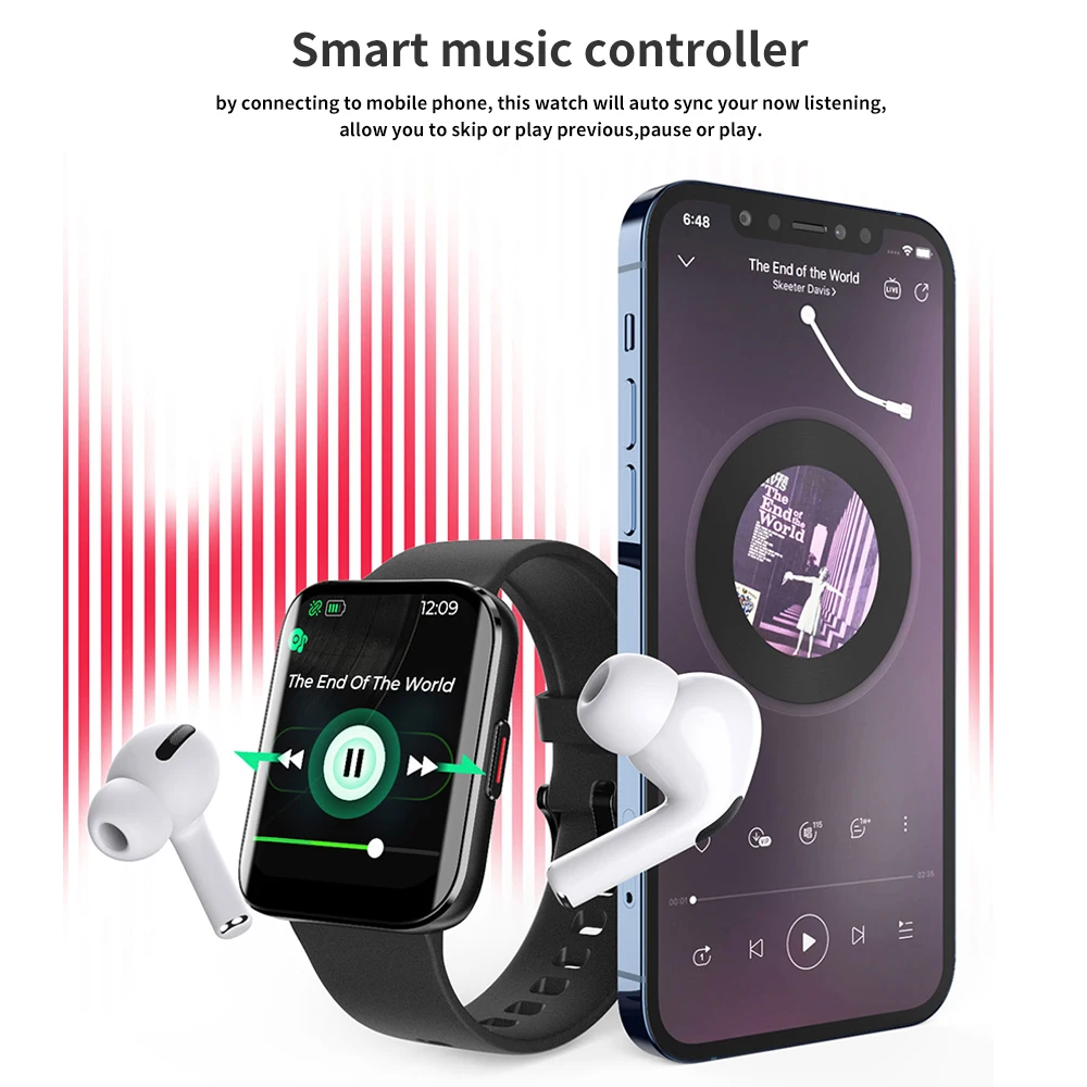 

1.69 inch full touch curved screen Watch Smart Watch Global Version Smart watch Screen Fitness Heart Rate Sleep Monitor Band