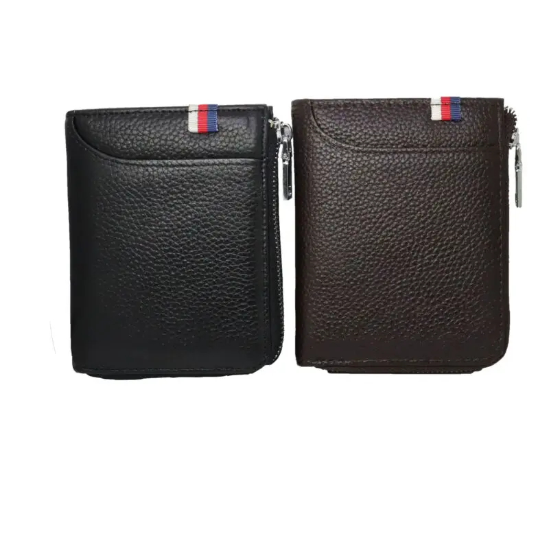 100% Genuine Leather Men's Zipper Wallet Bilfold RFID Blocking ID Card Money Clip Clutch Holder | Багаж и сумки