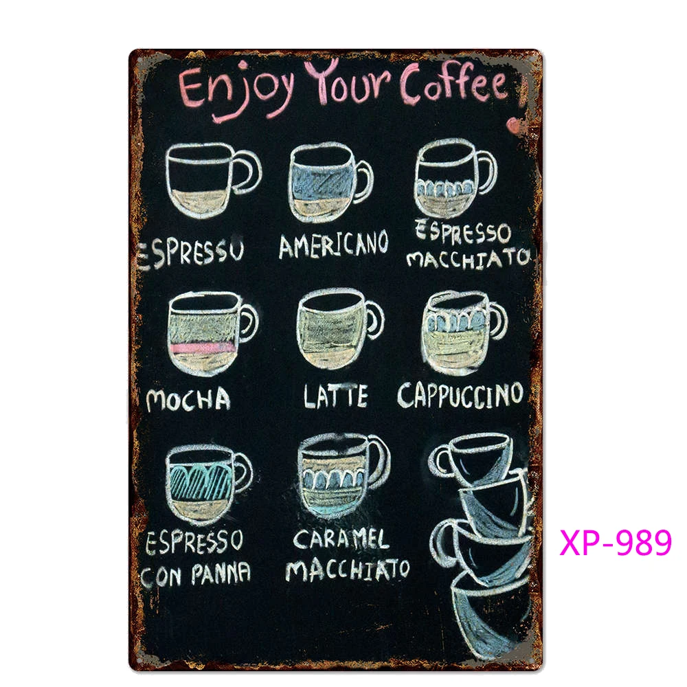 Винтажная жестяная вывеска в виде меню кофе металлическая пластина стиле ретро