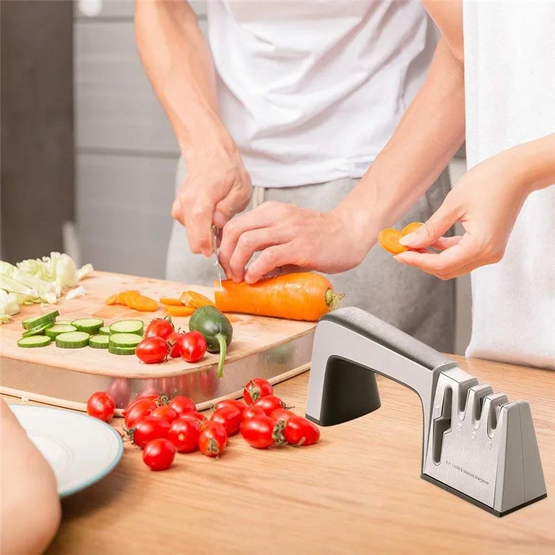 Точилка для ножей 4 в 1 с алмазным покрытием и тонким стержнем система заточки