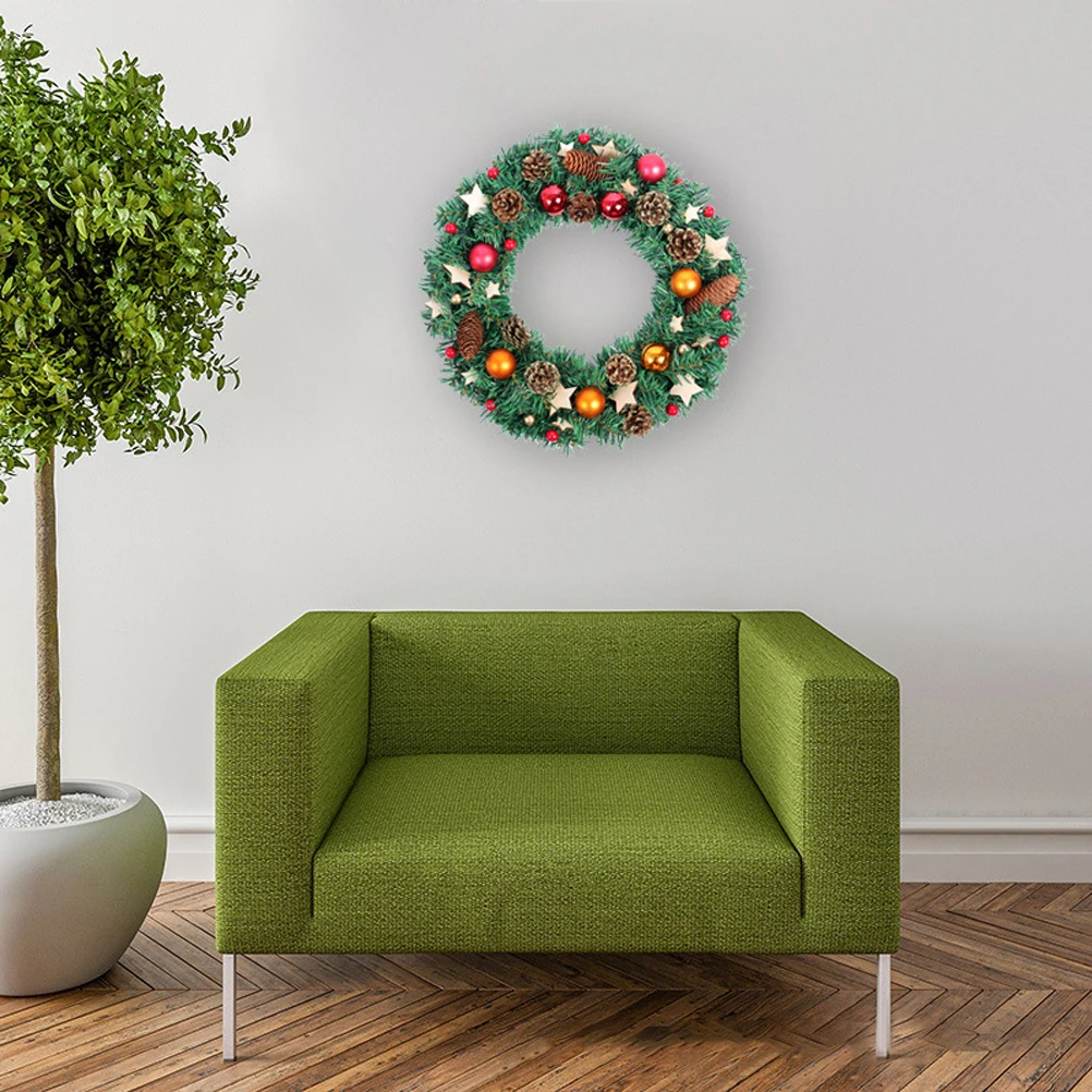 Рождественский венок искусственные сосновые шишки ягоды двери висячие