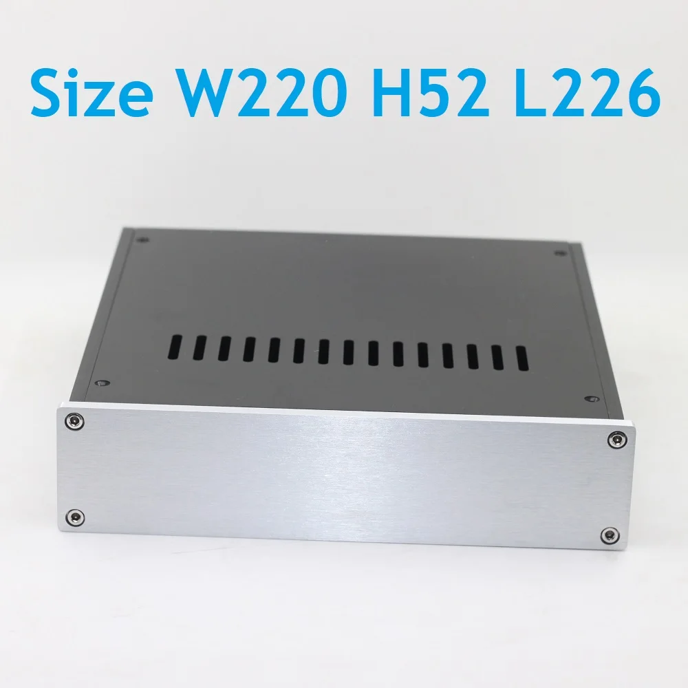 

Small Size W220 H52 L226 Aluminum Power Amplifier Supply Chassis Preamp Case DIY Box Decoder Shell Slots Panel DAC PSU Headphone