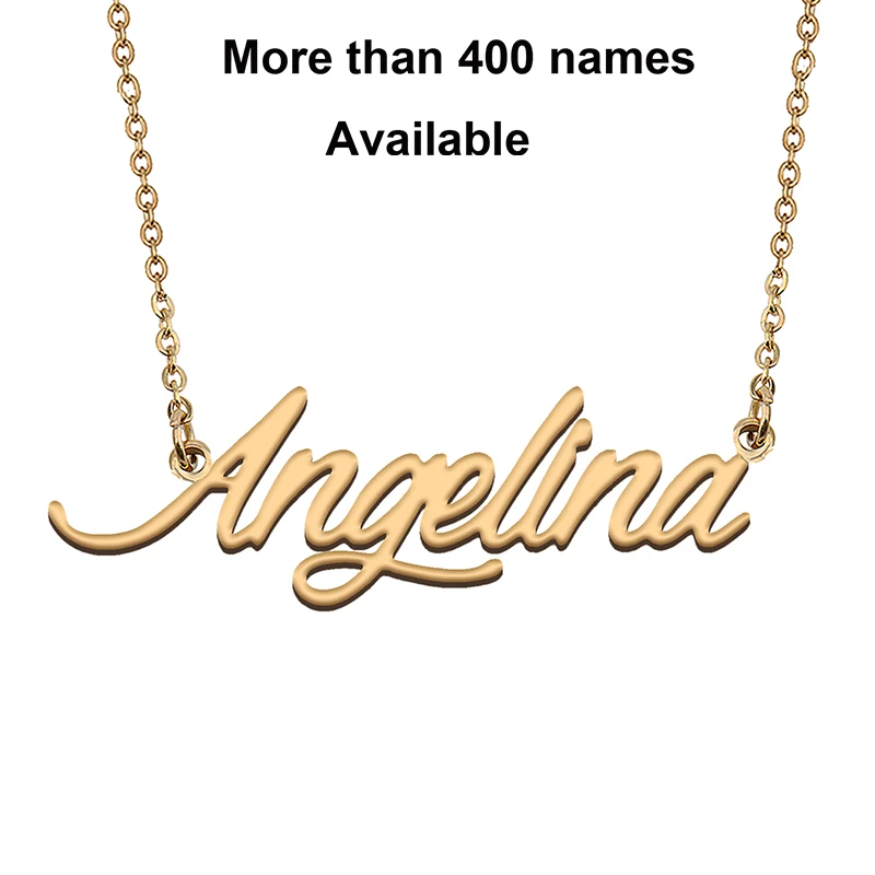 

Cursive Initial Letters Name Necklace for Angelina Birthday Party Christmas New Year Graduation Wedding Valentine Day Gift