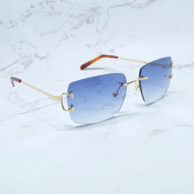 Большие Квадратные Солнцезащитные очки C мужские без оправы брендовые