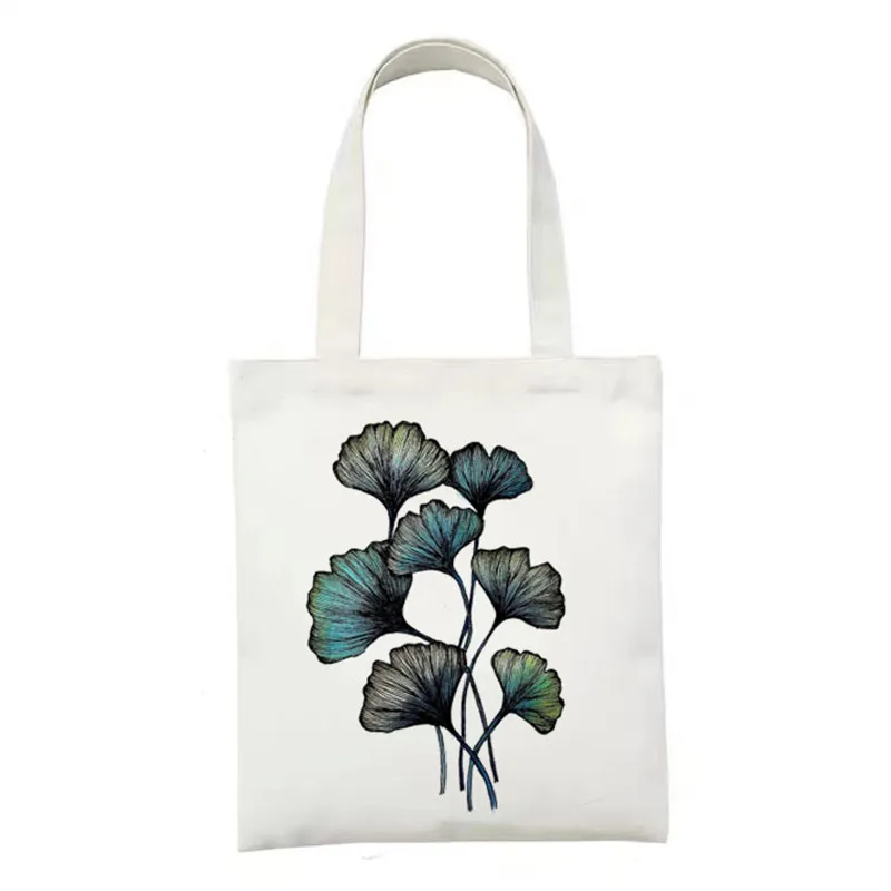 

Travel Beach Casual Shoulder Bags Tote Student Book Bag Mushroom Frog And Leaf Plant Printing Bag Funny Animal Printed Handbag