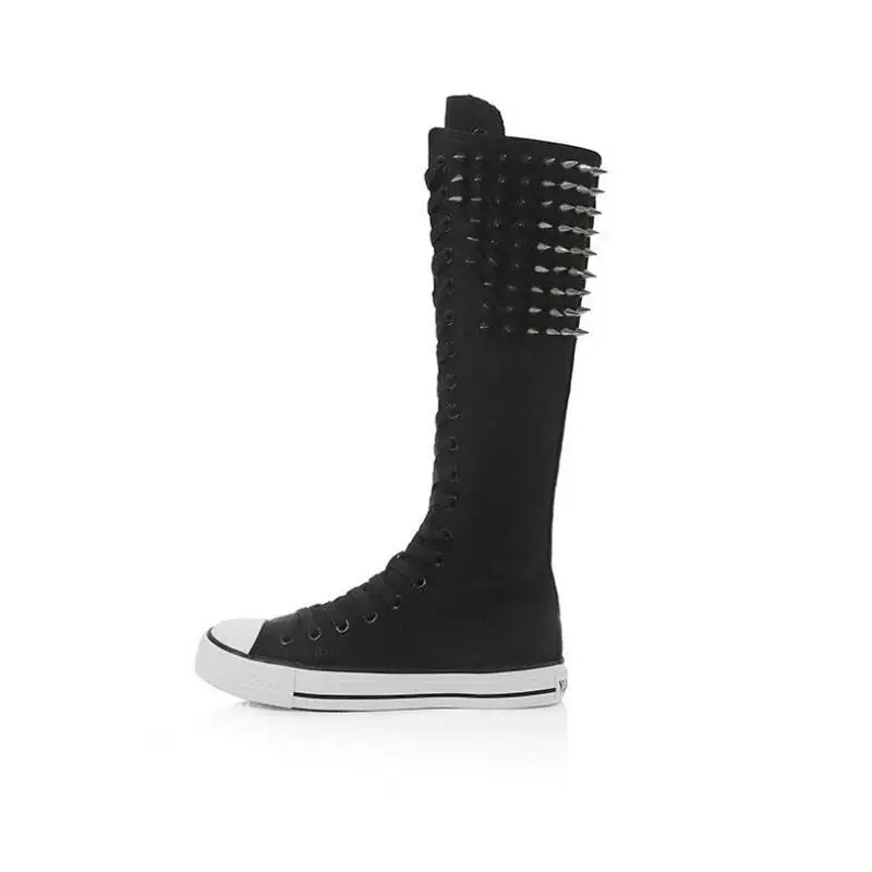 2019 Сезон весна осень Женская танцевальная обувь с высоким голенищем С заклепками