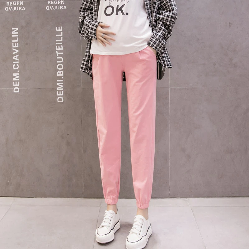 1217 # Осенние повседневные хлопковые брюки для беременных с высокой талией