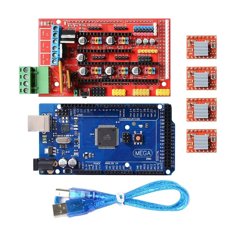 3D Принтер Комплект Мега 2560 плата + RAMPS 1 4 4X A4988 для Arduino RepRap|Детали и аксессуары
