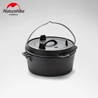 Двойная походная голландская кастрюля Naturehike для отдыха на открытом воздухе, кемпинга, пикника, Диаметр 25 см, портативная железная подвесная кастрюля, кастрюля для супа, сковорода для жарки