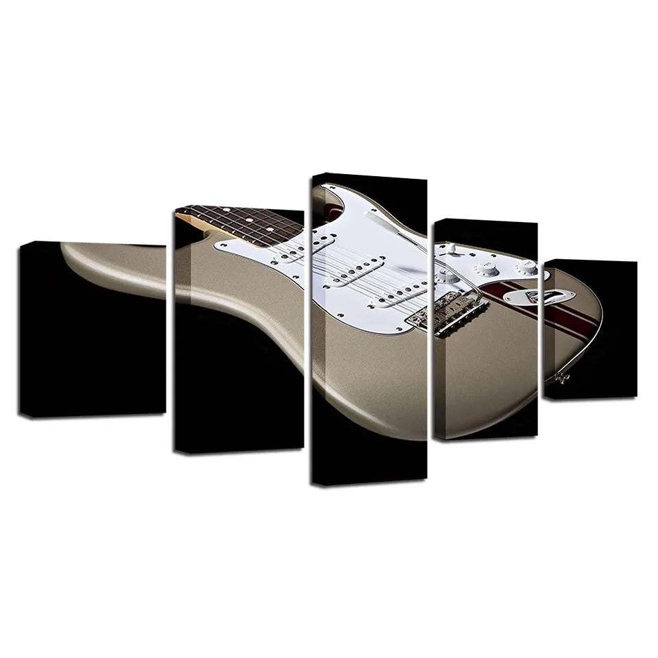 

HD Wall Art Printed Poster Home Decoration 5 Panel Musical Instrument Guitar Living Room Painting Modular Canvas Pictures Frame