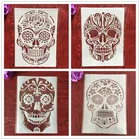 4 шт.компл. A4 Трафареты картины раскраски тиснение, Скрапбукинг альбом декоративные шаблоны для стен череп трафарет пластмассовый