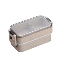 800ml healthy wheat straw portable bento lunch box 2 layer children kids school office food storage container picnic