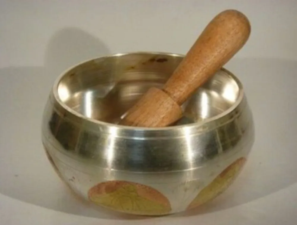 

ASIAN TIBETAN COPPER GOLD-PLATING SINGING BOWL W/STRIKA free shipping