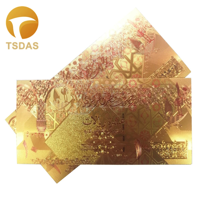 999 золотые банкноты цветные 10 риял Катара шт./лот Новая коллекция подарков | Дом и