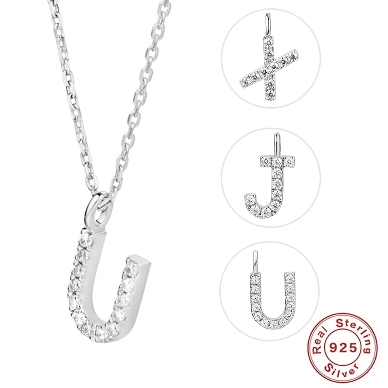 100% Стерлинговое Серебро 925 пробы Женские Висячие Подвески с буквенным алфавитом