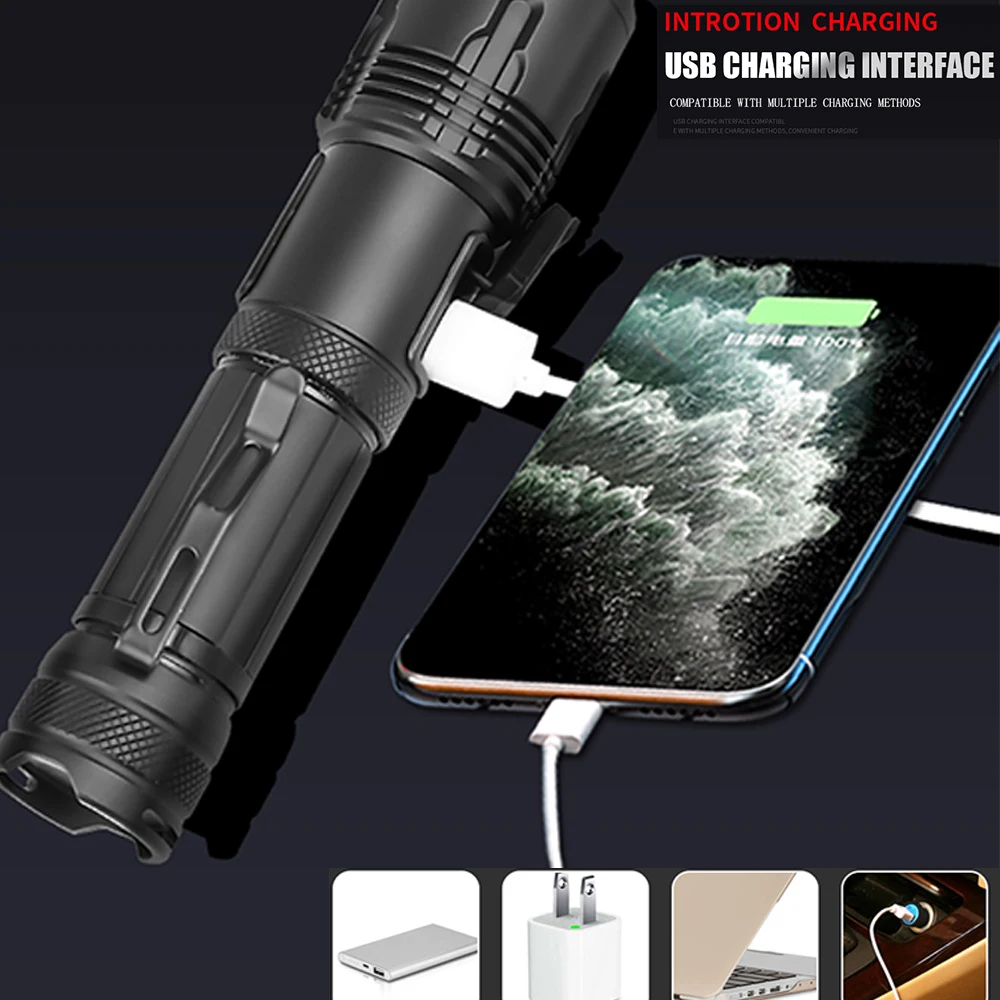 

z50 Multi-function USB charging Stylish Led flashlight XHP70.2 LED Torch Bicycle Light waterproof 5 Modes adjustable Use 18650