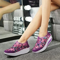 2021 fashion shape shoes thick sole spring women swing shoes breathable rocking shoes height increasing wedges platform sneakers