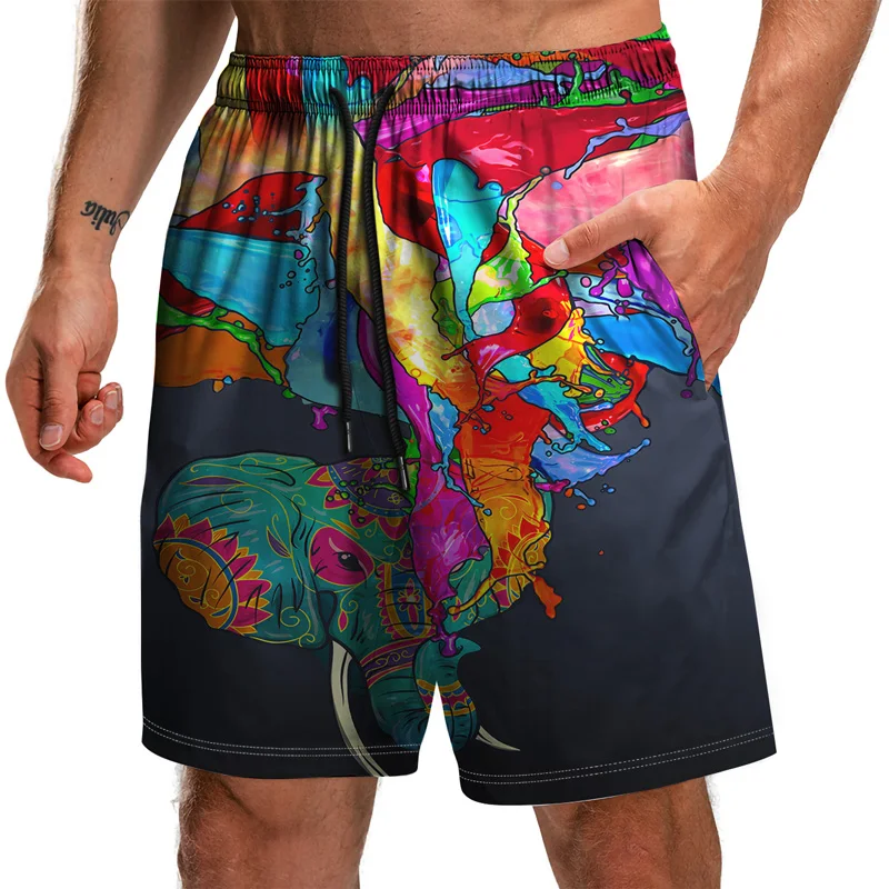 

Summer New Men's Shorts Elephant 3D Beach Pants Loose And Quick-Drying Oversized Bermuda Shorts Jogging Leisure Sports Fitness
