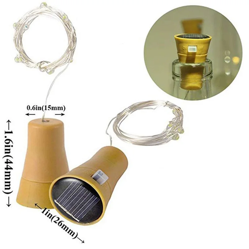 

Solar Power LED Cork Shaped LED Fairy String Lights Bottle Lamp Outdoor Holiday Christmas Party Celebration Valentine's Decor