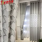 Шторы для гостиной, серые, с вышивкой в виде листьев, полузатемняющие, серые, для спальни, X-HM635 * VT