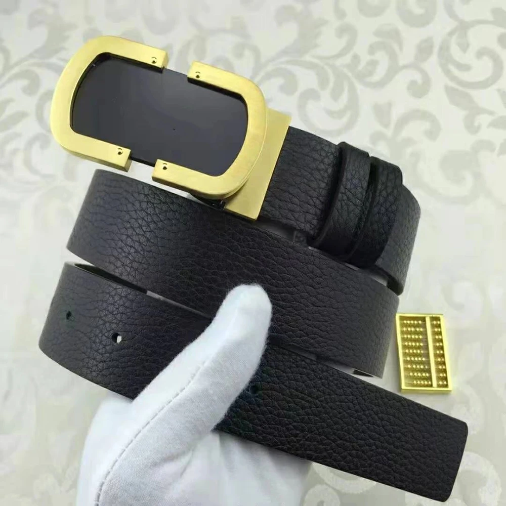 

3.4Cm Quality Leather For Men Belt Jeans Fashion Classic Luxury Brand Designer Black Belts With Gifts Box