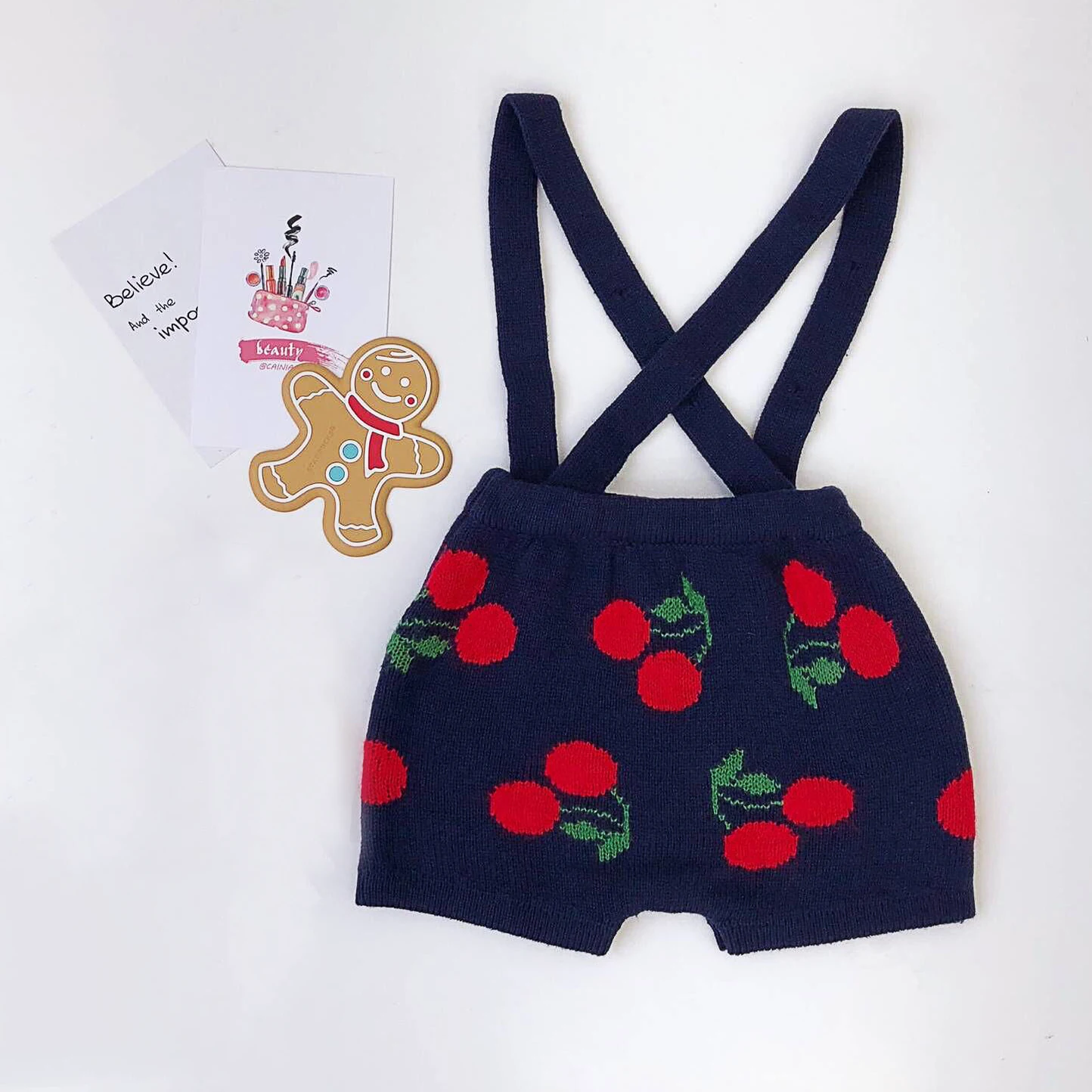 Осенне весенние модные жаккардовые комбинезоны с вишневым узором для маленьких