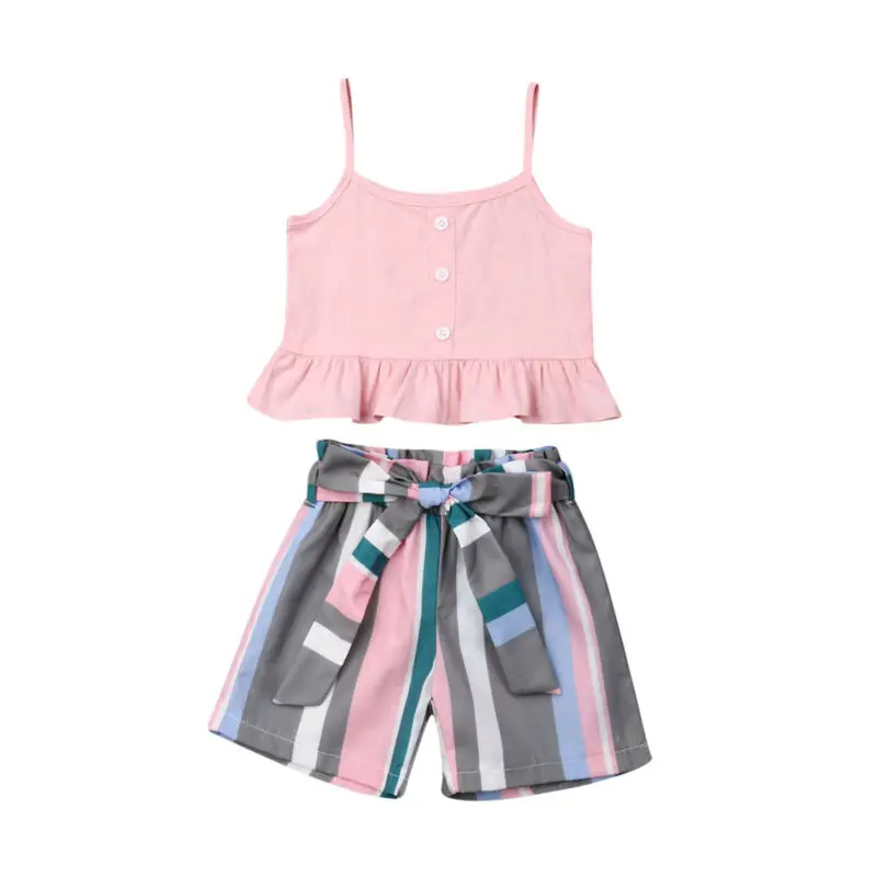 Изысканная одежда для девочек комплект из 2 предметов маленьких летние топы без