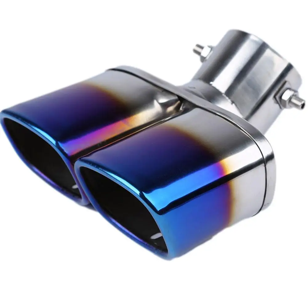 

Fashion Steel Car Dual Exhaust Tip Square One Pipe Two Muffler Acoustical Tail Universal Tail Point Throat Damper X7X7