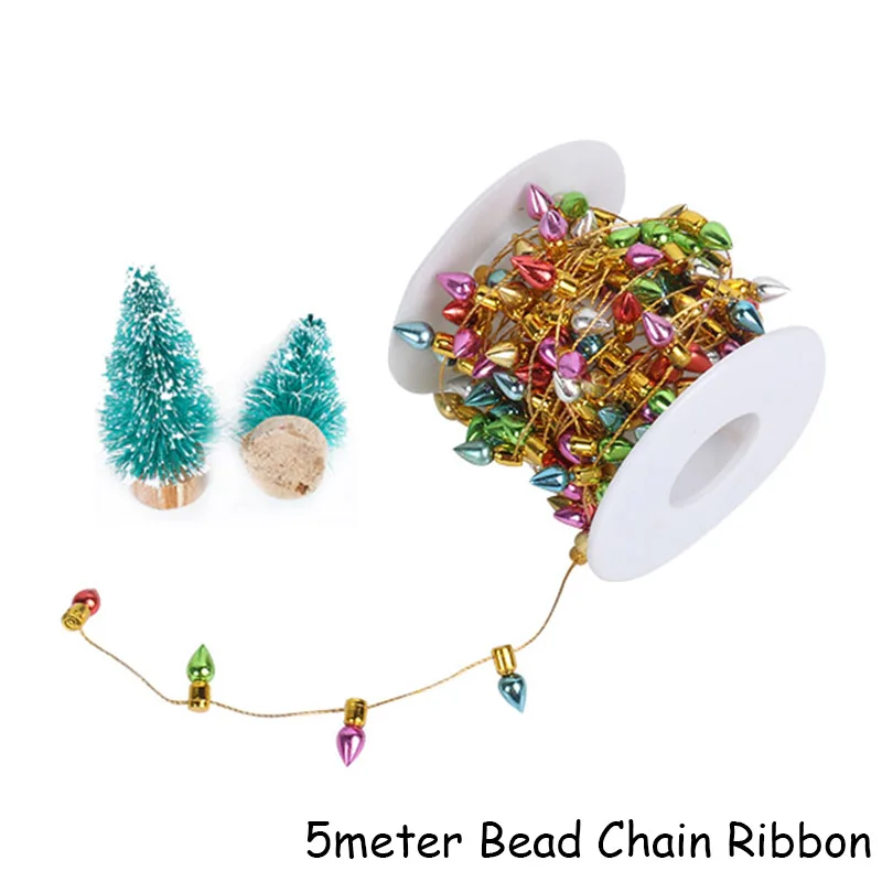 5m Bead Chain Рождественские украшения для дома веселая Рождественская елка рождественские украшения Санта Снеговик Noel Navidad год Natal - Цвет: 5m Bead Chain