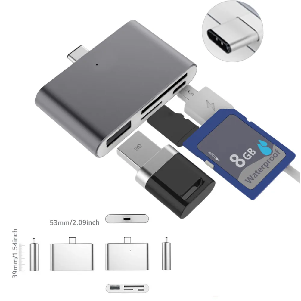 

Type-C USB Type C HUB OTG Sim CF SD TF Card Reader Adapter Converter for MacBook Air Samsung Galaxy Note 8 S8 Accessories