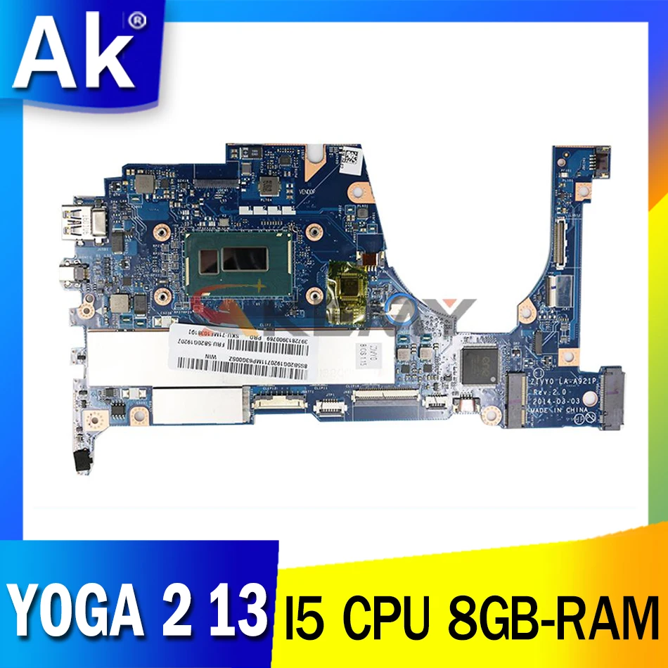 Материнская плата ZIVY0 для ноутбука Lenovo YOGA 2 13 с процессором I5 8GB-RAM 5B20G19207 5B20G55972 100%
