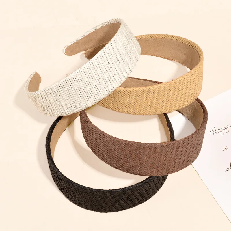 Простая соломенная широкие женские повязки на голову женская хорошего качества