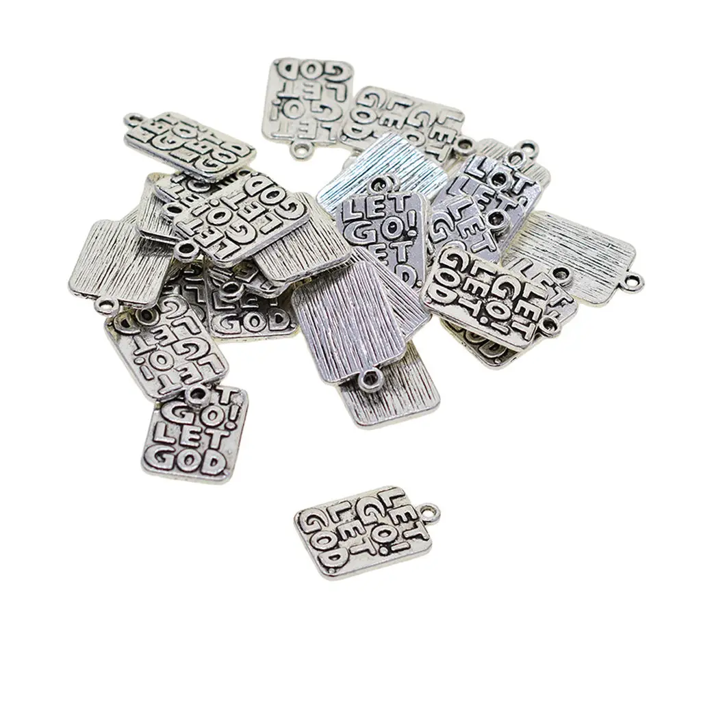 

30 прямоугольных отпустить! Пусть Бог сделай сам, антикварные подвески для сообщений, Подвески для изготовления